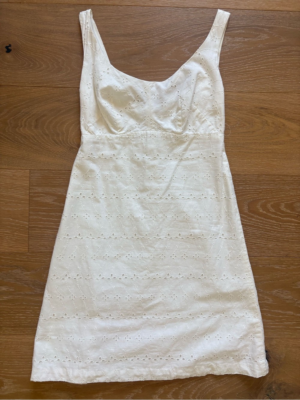Vintage White Eyelet Sundress Union Made Approx Size Small (see measurements)